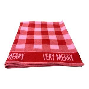 Shiraleah Chicago Very Merry Holiday Red & Pink Plaid Throw NWOT 50x60